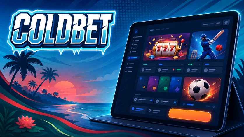 ColdBet Bangladesh casino and sports betting lobby on tablet screen